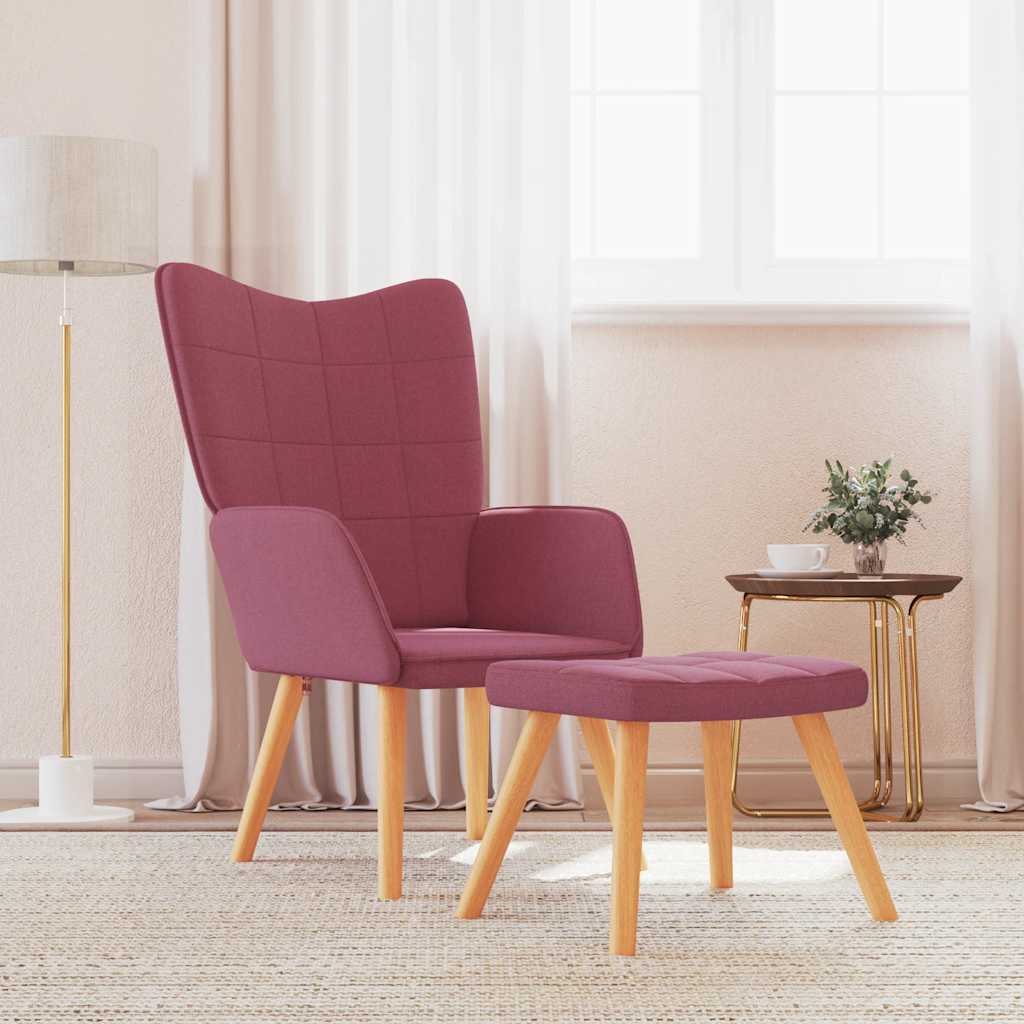 Relaxsessel mit Hocker Weinrot Stoff