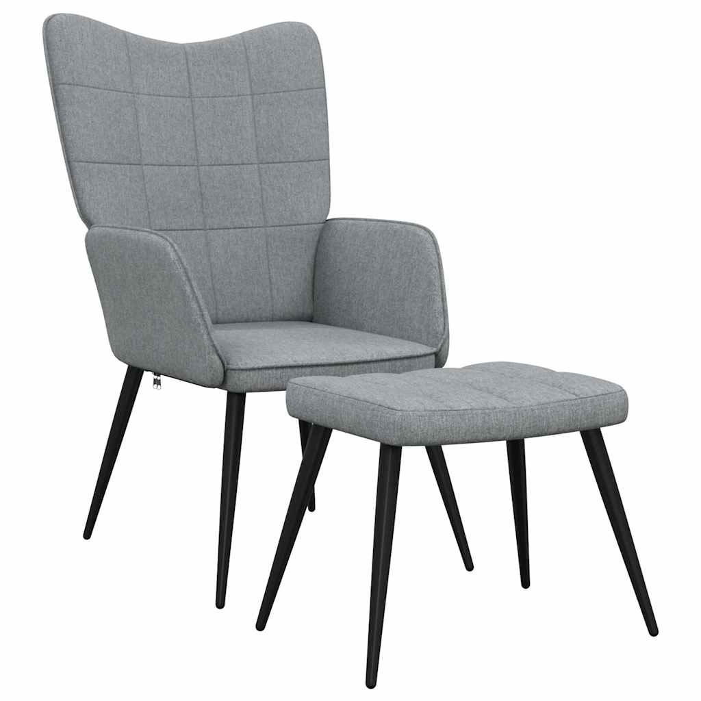 Relaxsessel mit Hocker Hellgrau Stoff