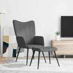 Relaxsessel mit Hocker Dunkelgrau Stoff
