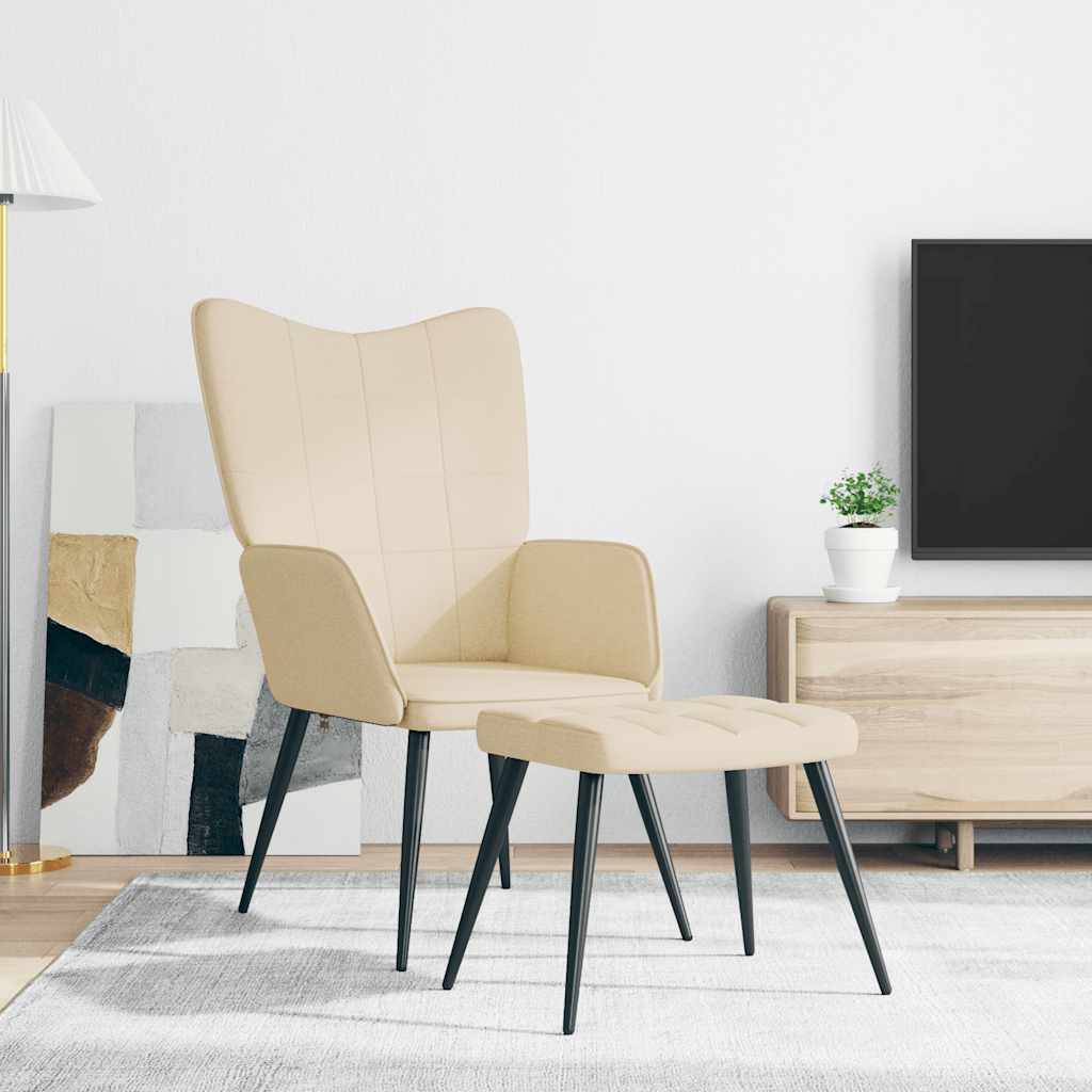 Relaxsessel mit Hocker Creme Stoff