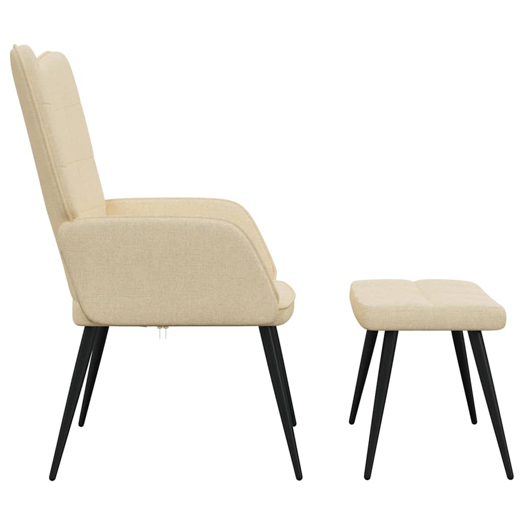 Relaxsessel mit Hocker Creme Stoff