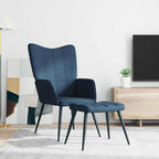Relaxsessel mit Hocker Blau Stoff
