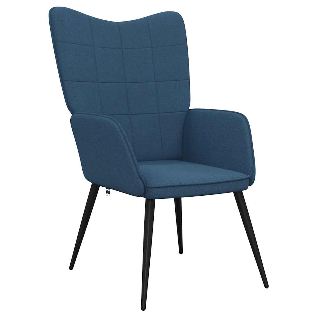 Relaxsessel mit Hocker Blau Stoff