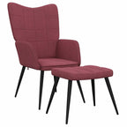 Relaxsessel mit Hocker Weinrot Stoff