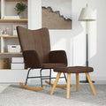 Schaukelsessel mit Hocker Braun Stoff