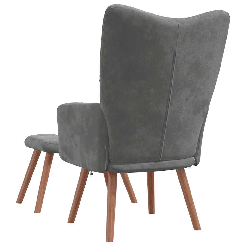 Relaxsessel mit Hocker Dunkelgrau Samt