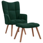 Relaxsessel mit Hocker Dunkelgrün Samt