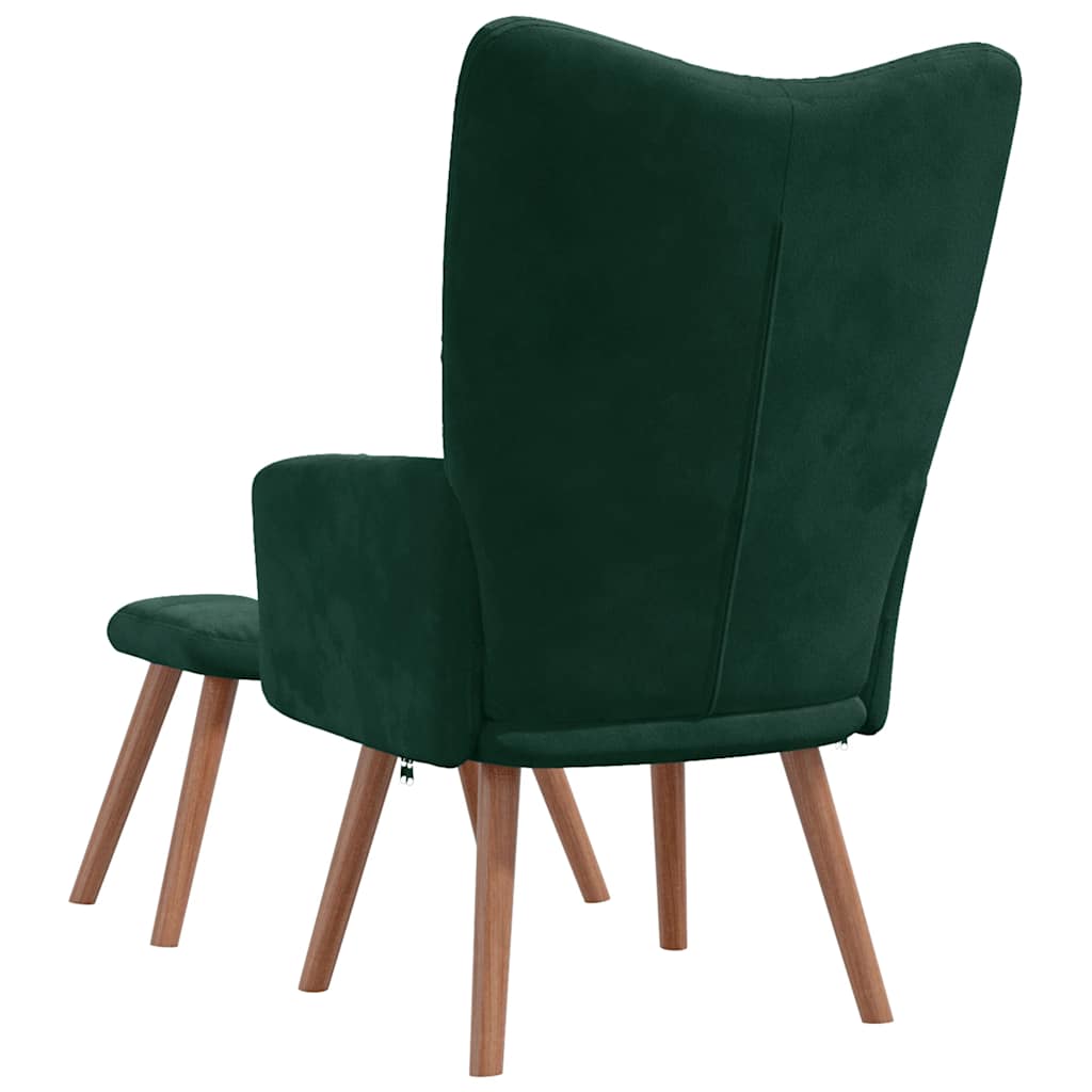 Relaxsessel mit Hocker Dunkelgrün Samt