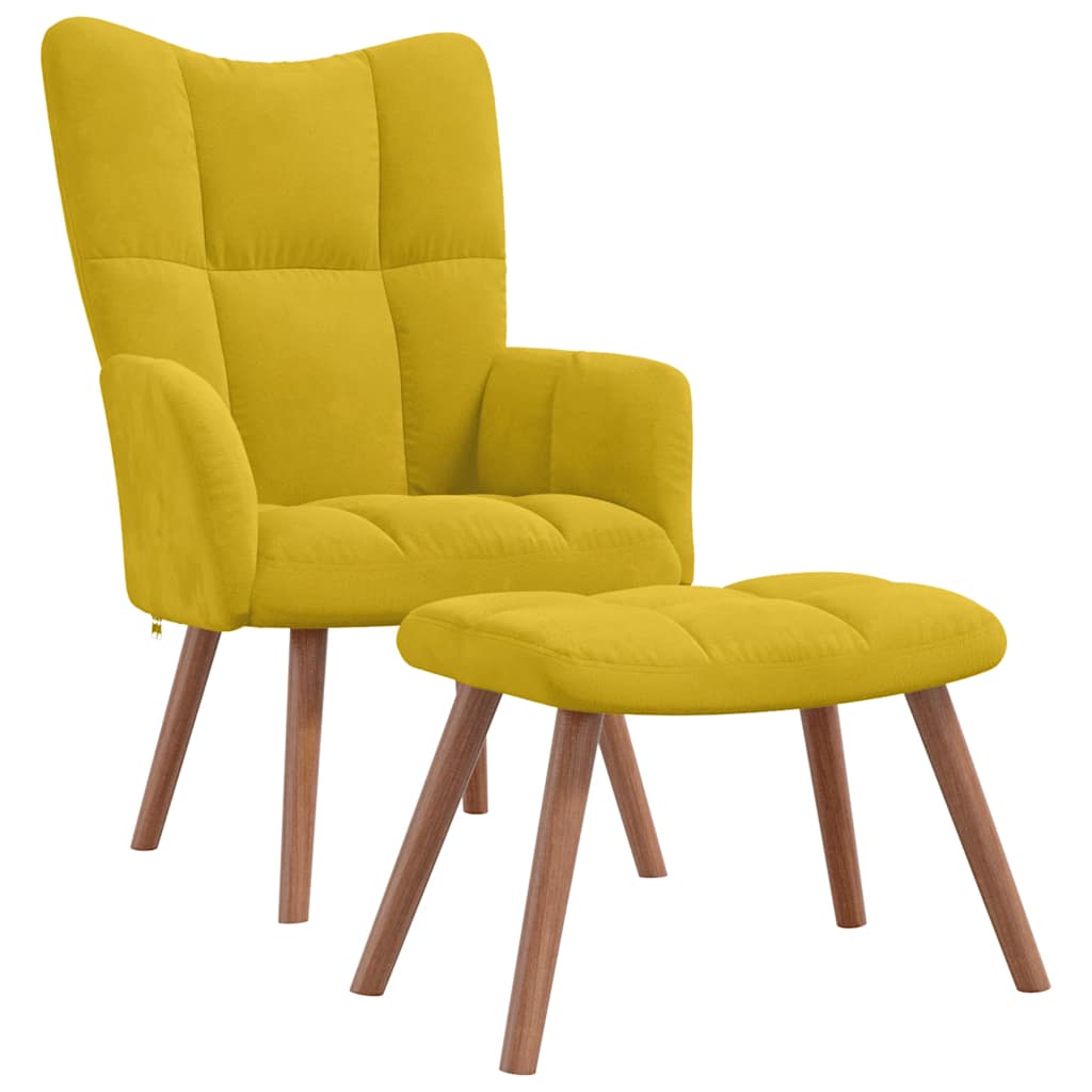 Relaxsessel mit Hocker Senfgelb Samt