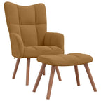 Relaxsessel mit Hocker Braun Samt