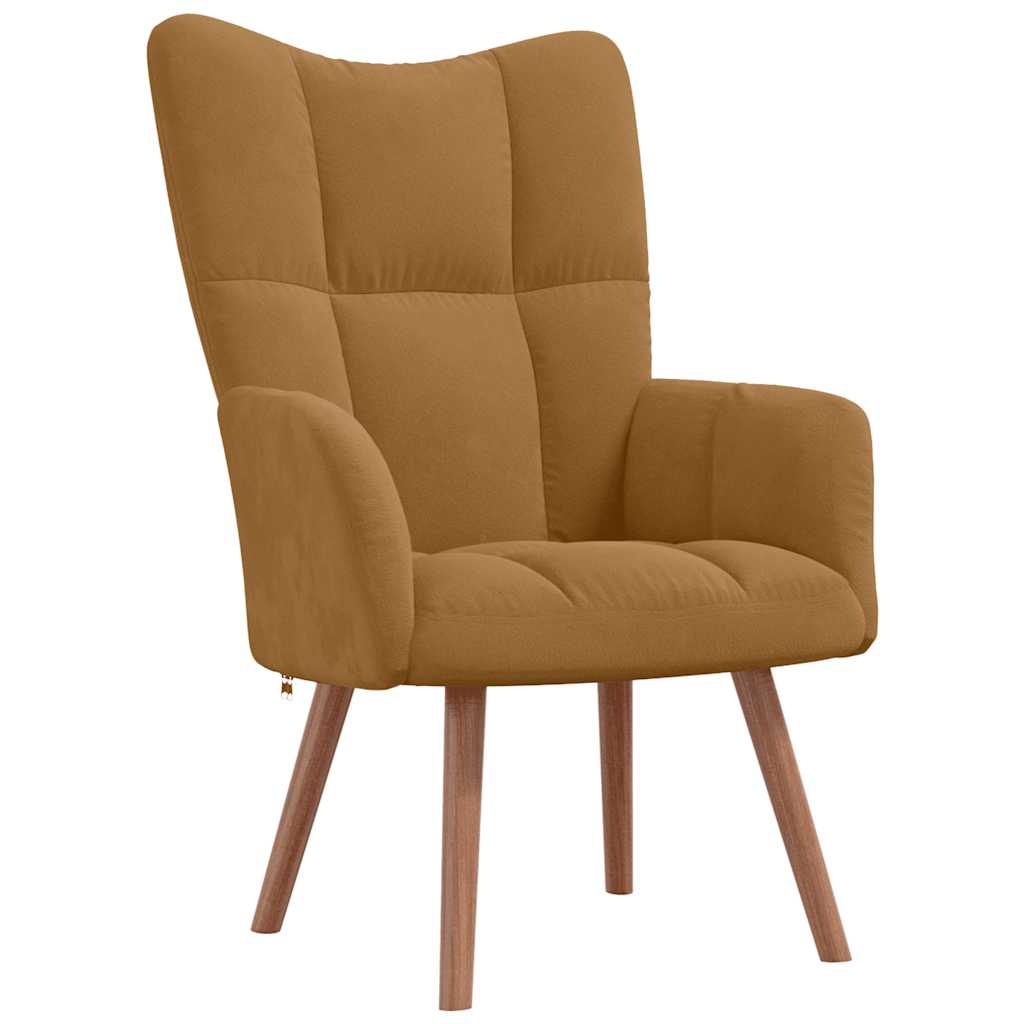 Relaxsessel mit Hocker Braun Samt