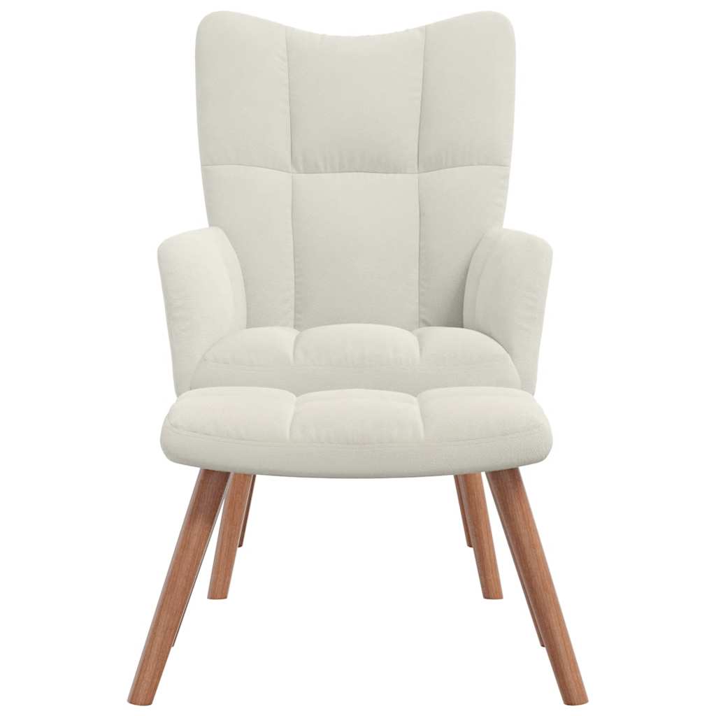 Relaxsessel mit Hocker Cremeweiß Samt