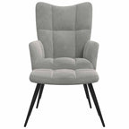 Relaxsessel mit Hocker Hellgrau Samt