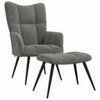 Relaxsessel mit Hocker Dunkelgrau Samt
