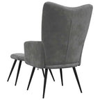 Relaxsessel mit Hocker Dunkelgrau Samt