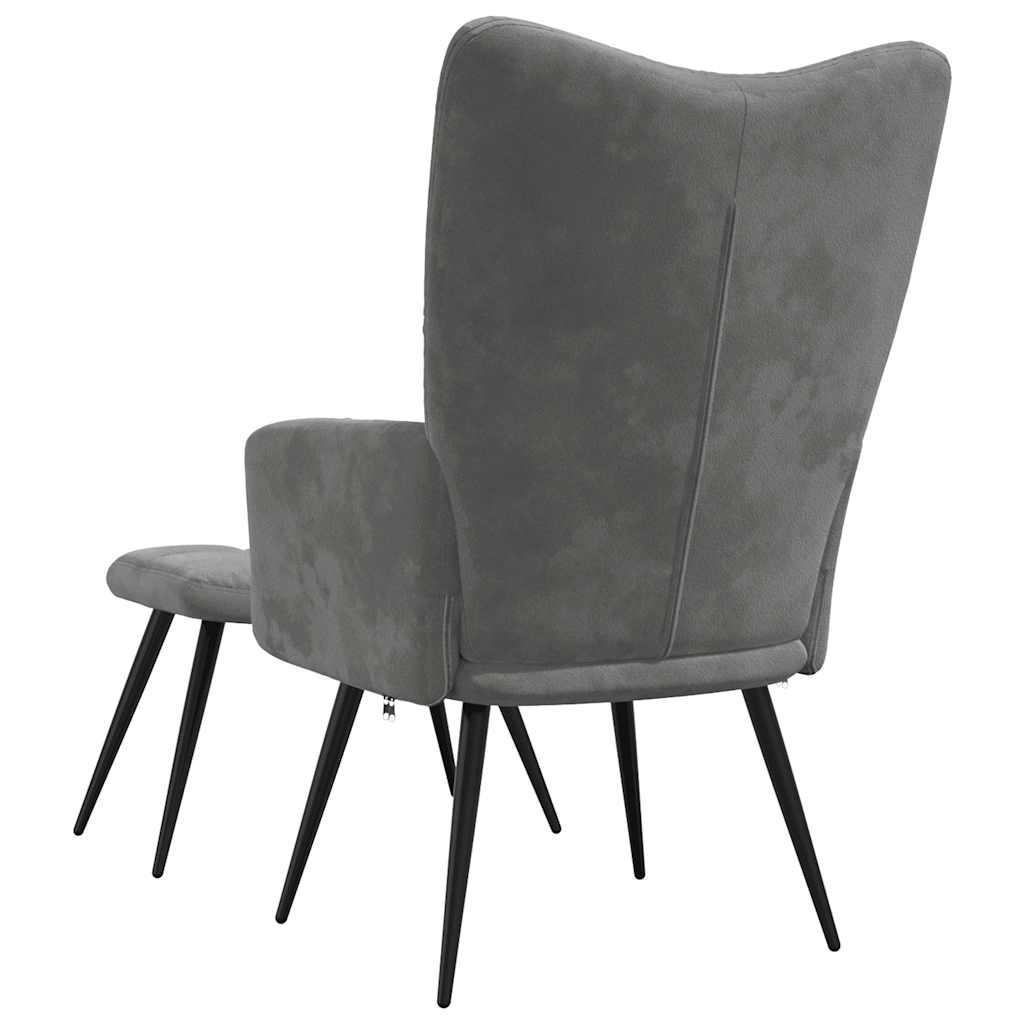 Relaxsessel mit Hocker Dunkelgrau Samt