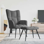 Relaxsessel mit Hocker Dunkelgrau Samt