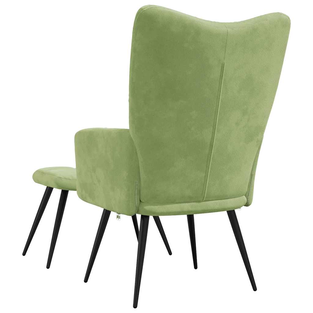 Relaxsessel mit Hocker Hellgrün Samt