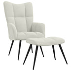 Relaxsessel mit Hocker Cremeweiß Samt