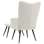 Relaxsessel mit Hocker Cremeweiß Samt
