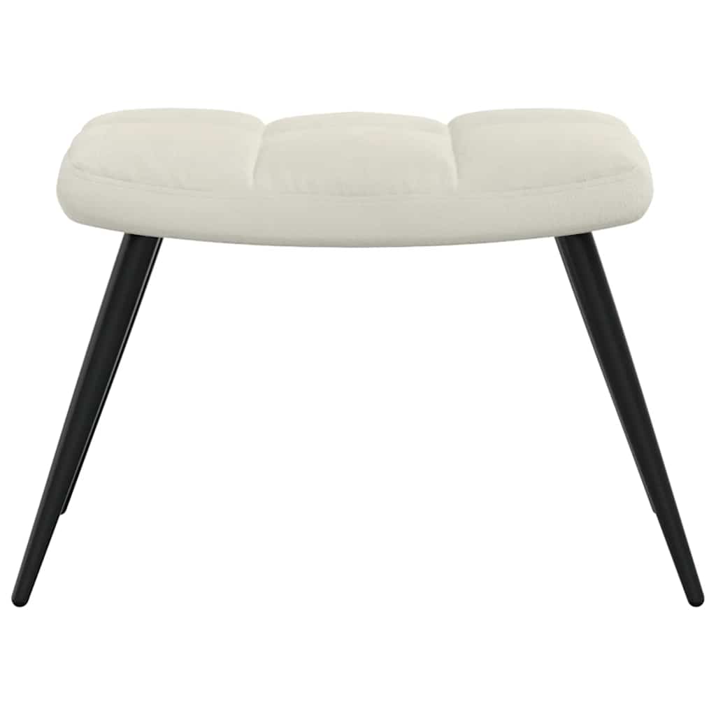 Relaxsessel mit Hocker Cremeweiß Samt
