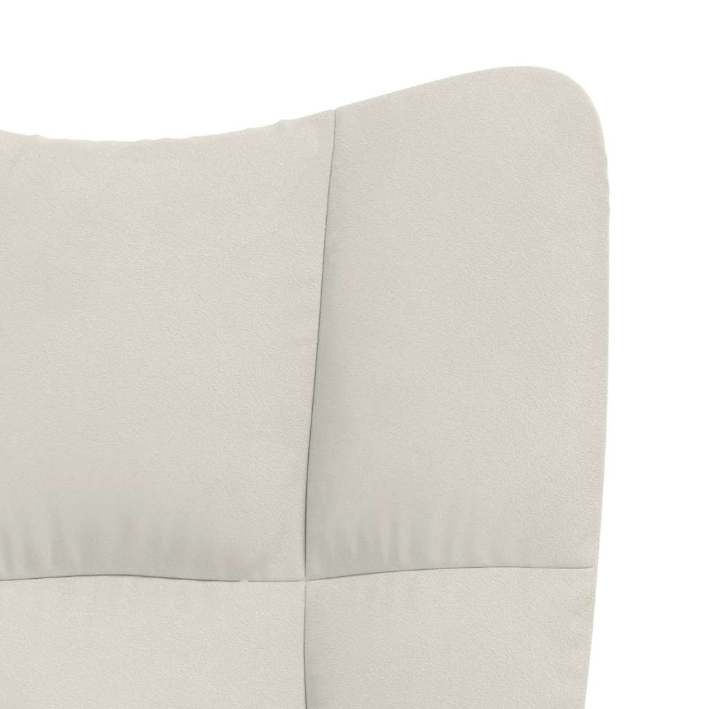 Relaxsessel mit Hocker Cremeweiß Samt