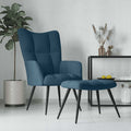 Relaxsessel mit Hocker Blau Samt