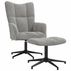 Relaxsessel mit Hocker Hellgrau Samt