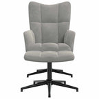 Relaxsessel mit Hocker Hellgrau Samt