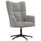 Relaxsessel mit Hocker Hellgrau Samt