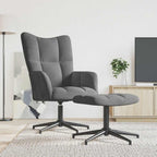 Relaxsessel mit Hocker Dunkelgrau Samt