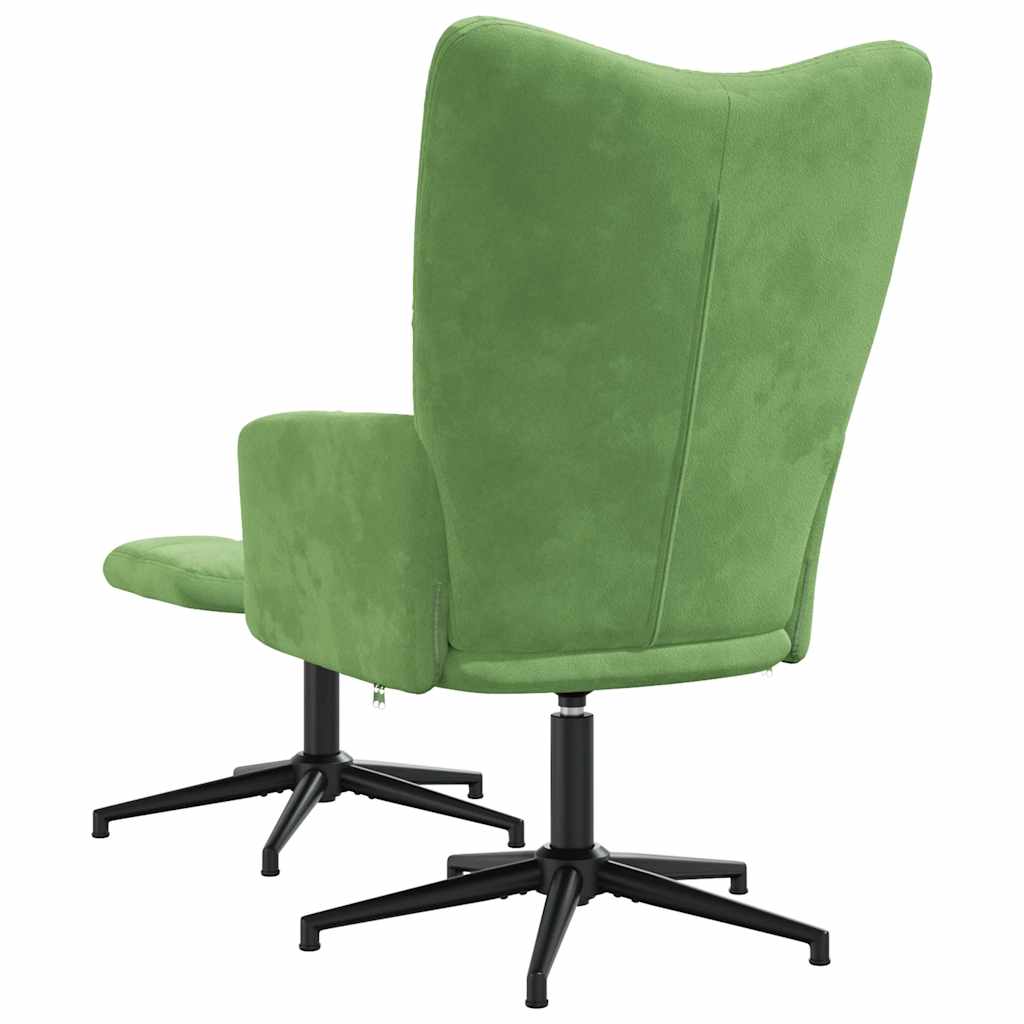 Relaxsessel mit Hocker Hellgrün Samt
