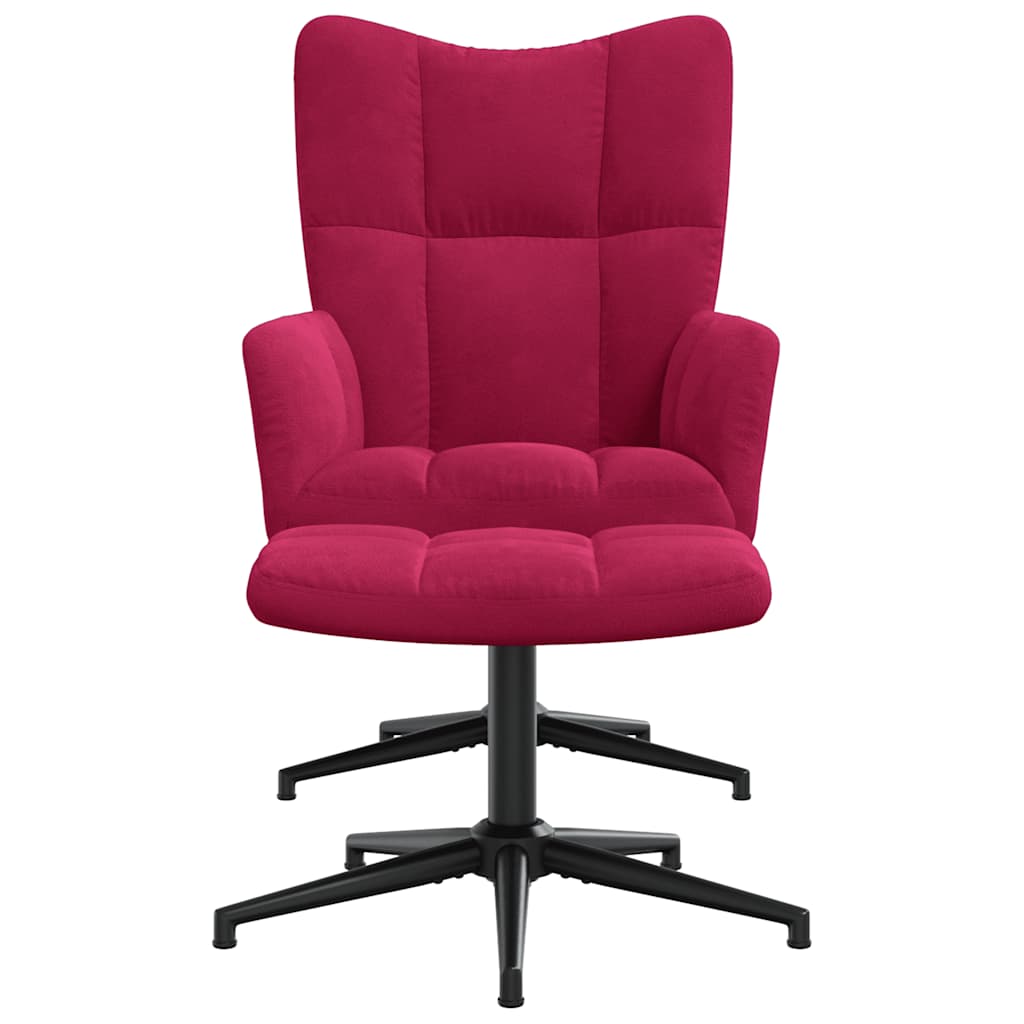Relaxsessel mit Hocker Weinrot Samt