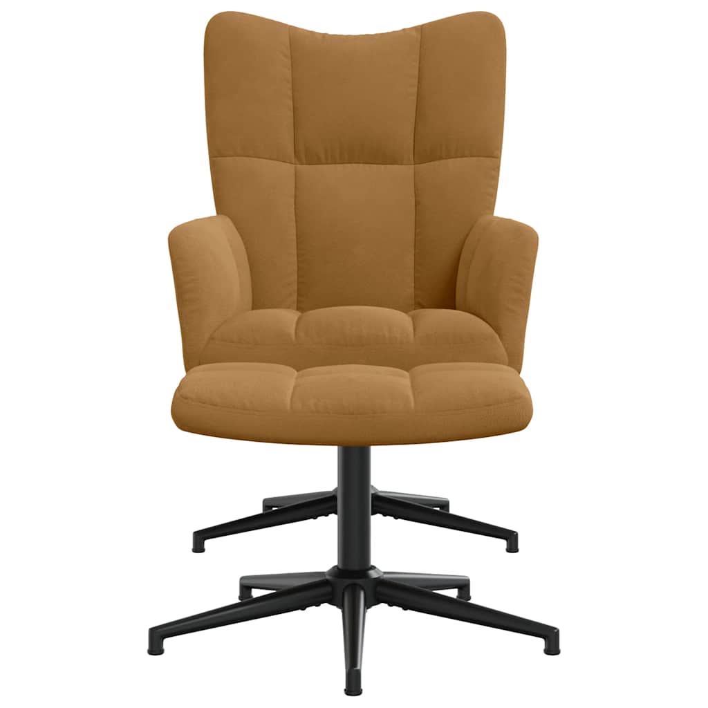 Relaxsessel mit Hocker Braun Samt