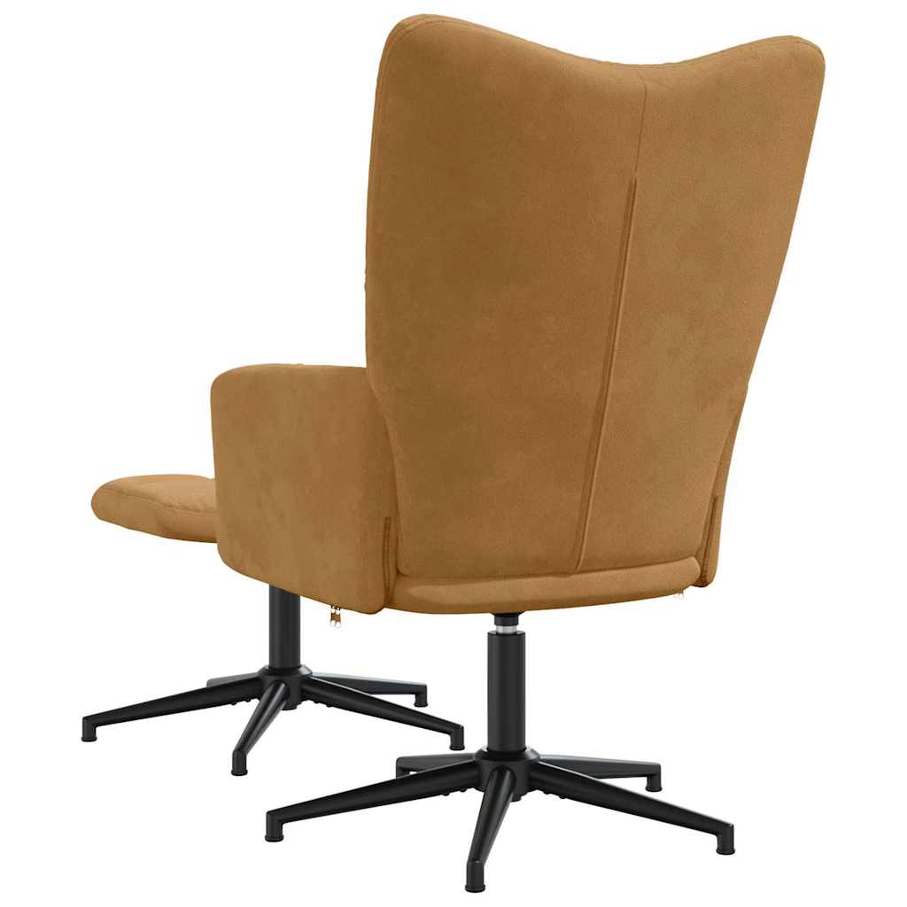 Relaxsessel mit Hocker Braun Samt