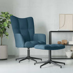 Relaxsessel mit Hocker Blau Samt