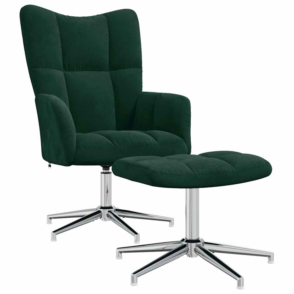 Relaxsessel mit Hocker Dunkelgrün Samt