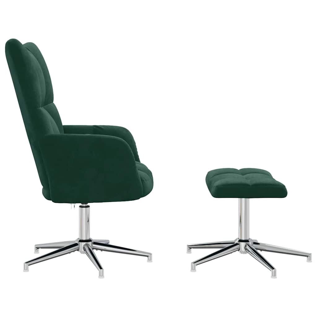 Relaxsessel mit Hocker Dunkelgrün Samt