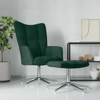 Relaxsessel mit Hocker Dunkelgrün Samt