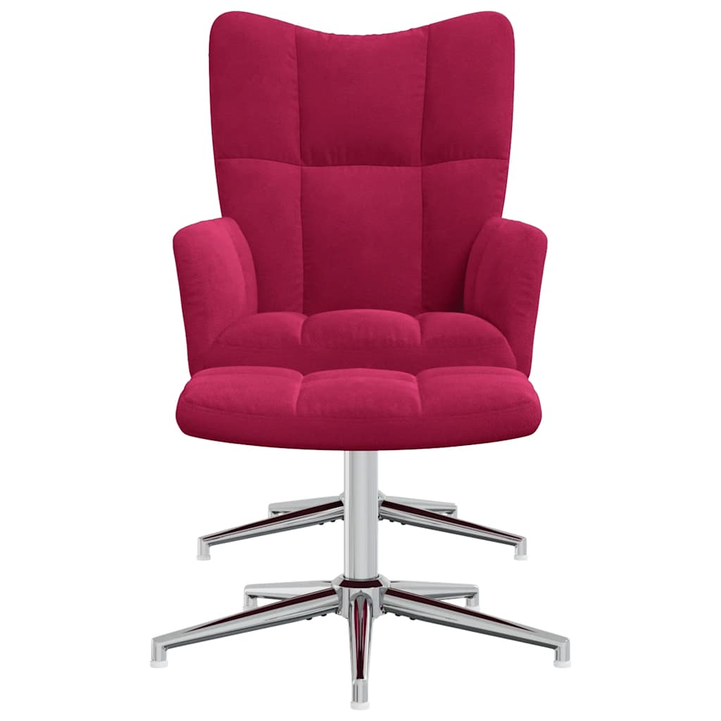 Relaxsessel mit Hocker Weinrot Samt