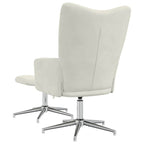 Relaxsessel mit Hocker Cremeweiß Samt