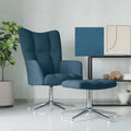Relaxsessel mit Hocker Blau Samt