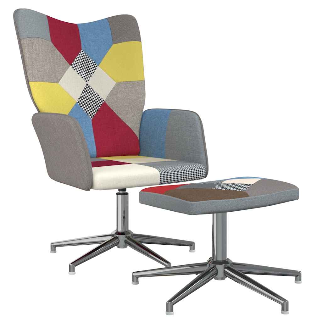 Relaxsessel mit Hocker Patchwork Stoff