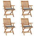 Klappbare Gartenstühle mit Kissen 4 Stk. Massivholz Teak