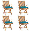 Klappbare Gartenstühle mit Kissen 4 Stk. Massivholz Teak