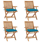 Klappbare Gartenstühle mit Kissen 4 Stk. Massivholz Teak