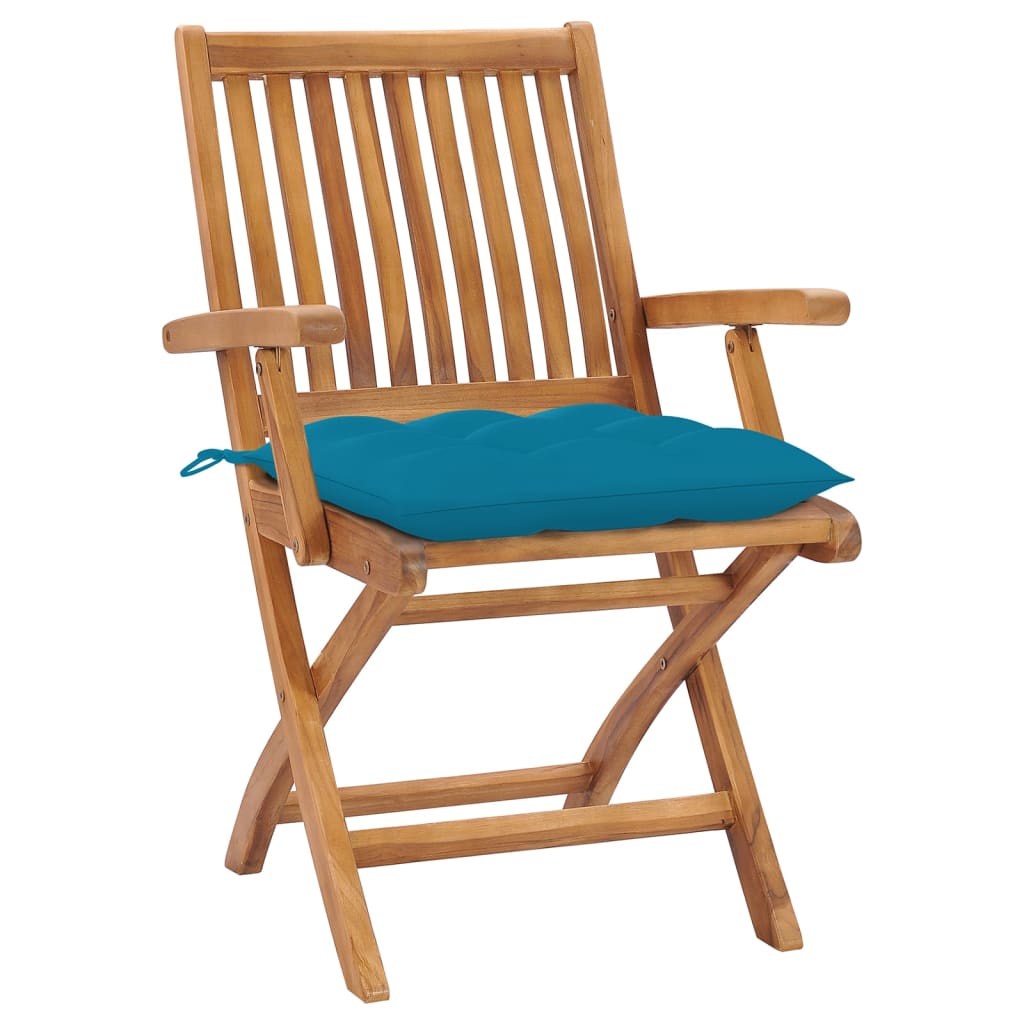 Klappbare Gartenstühle mit Kissen 4 Stk. Massivholz Teak