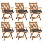 Klappbare Gartenstühle mit Kissen 6 Stk. Massivholz Teak