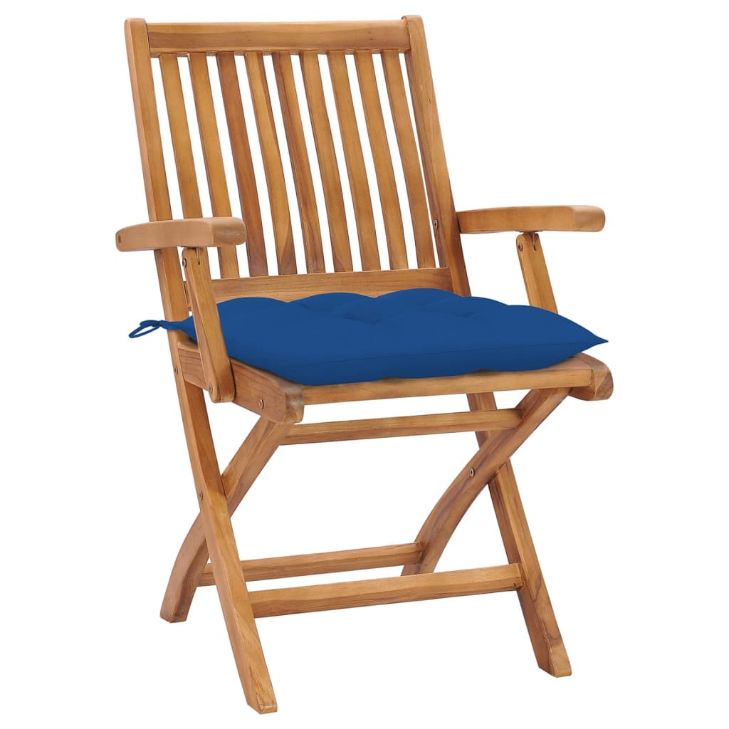 Klappbare Gartenstühle mit Kissen 6 Stk. Massivholz Teak