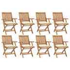 Klappbare Gartenstühle mit Kissen 8 Stk. Massivholz Teak